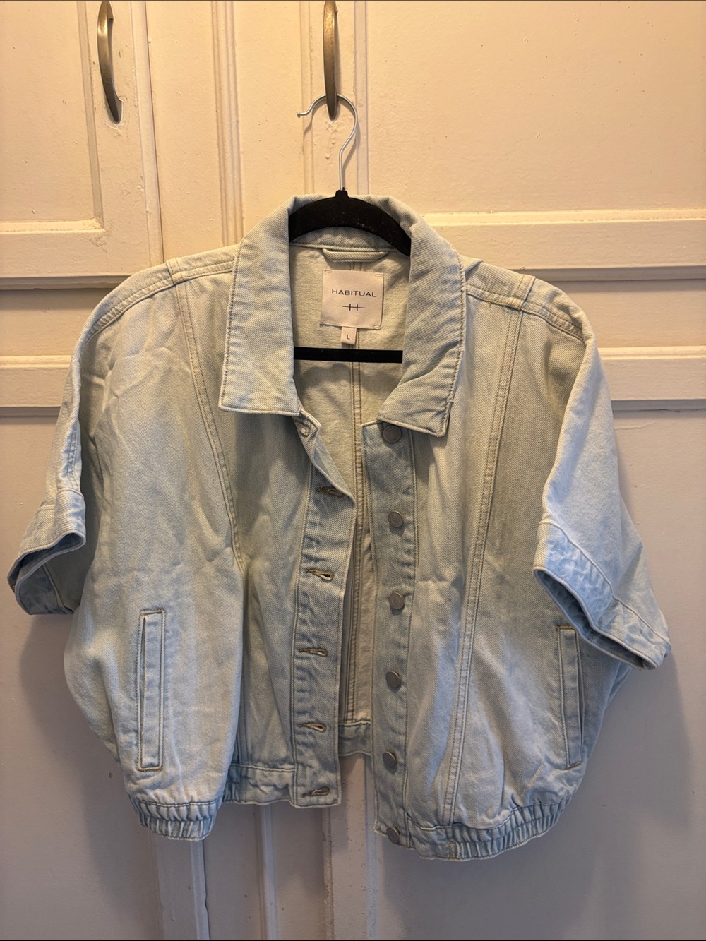 Habitual Pale Blue Oversized Short-Sleeve Denim Jacket